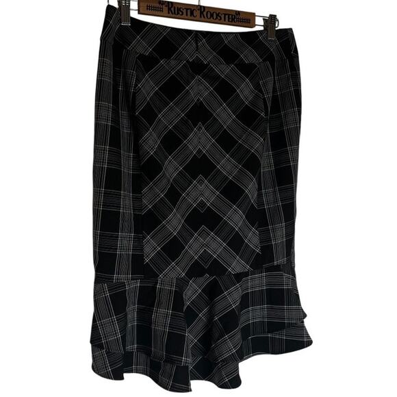 Vtg Express Design Studio Women's Black White Plaid Pencil  90s Skirt 6 Medium - Picture 2 of 9